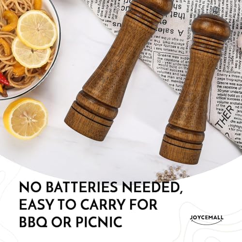 10 Inch Wood Salt and Pepper Grinder Set with 6 Pieces