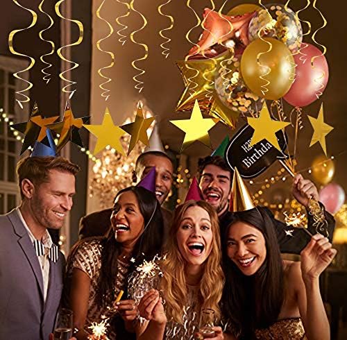 BEISHIDA Gold Star Hanging Swirl Decorations Pack of 15