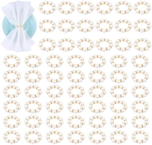 60 Pcs Pearl Napkin Rings for Elegant Weddings and Parties