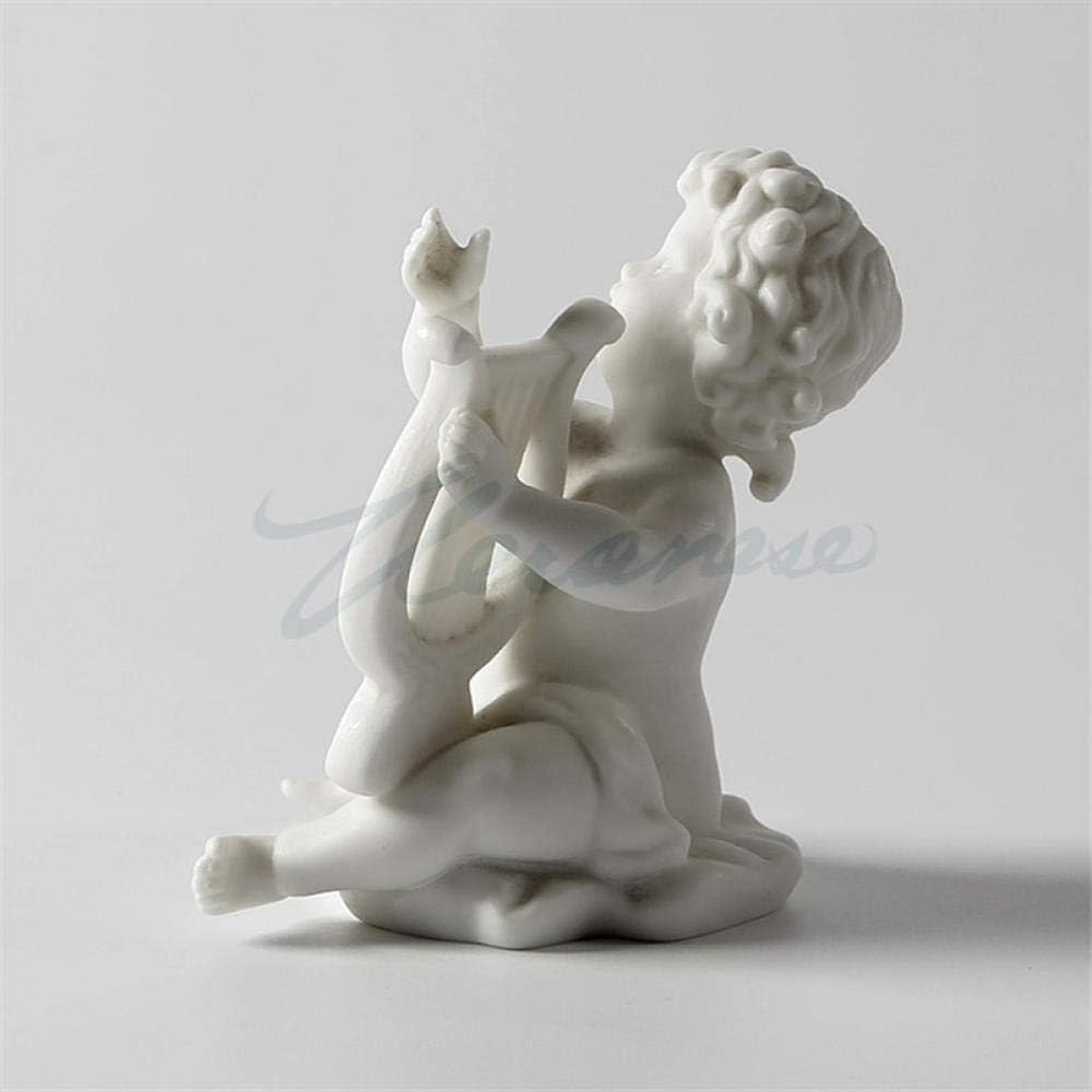 Abstract Baby Art Sculpture Play Banjo Boy Ceramic Statue Decor