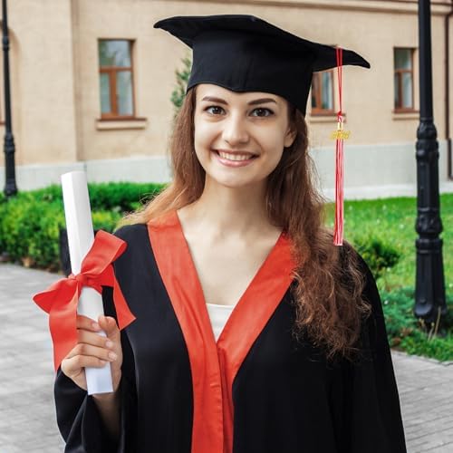 2026 Red White Graduation Tassel with Golden Charm