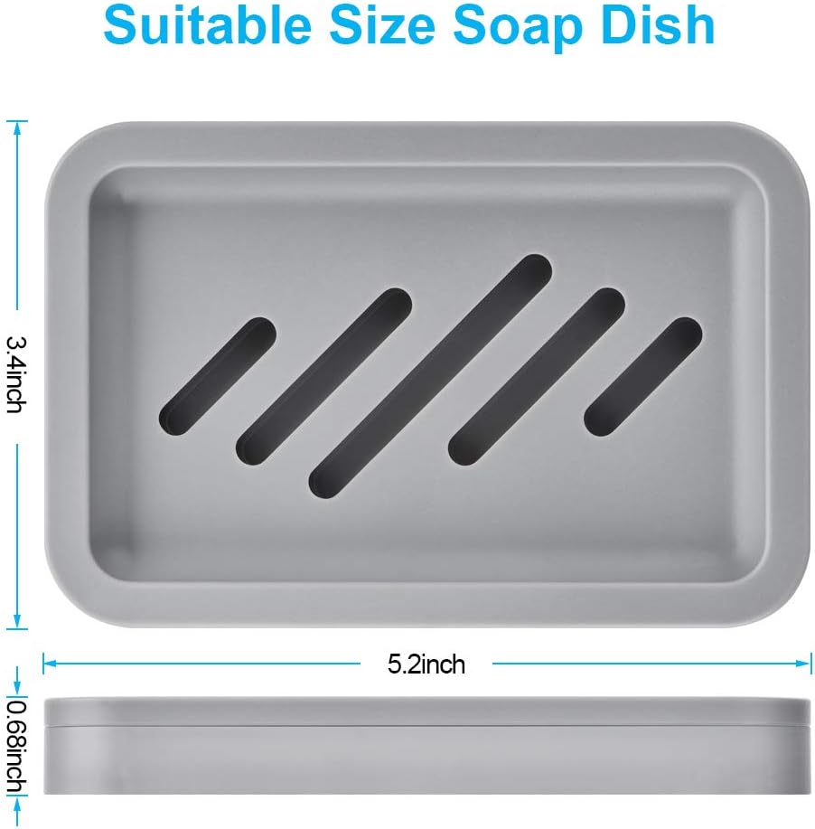 2PCS Draining Soap Dishes with Water Tray Gray