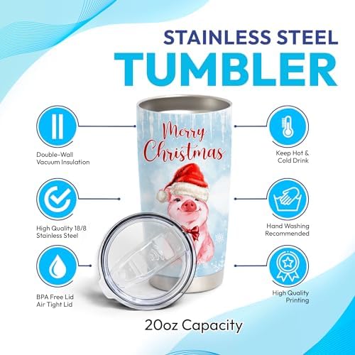 Hyturtle Custom Name Pig Christmas Coffee Tumbler 20oz