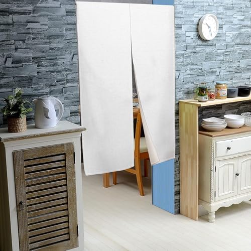 Leowefowa Pure White Noren Curtain Privacy Divider Panel 283 x 472