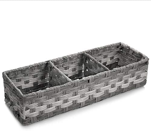 Larger Compartments Toilet Paper Basket with Divider - Rustic Farmhouse Decor