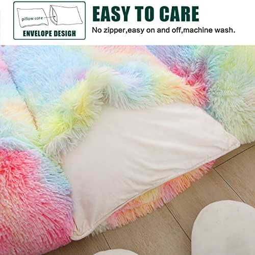 Mengersi Velvet Floor Pillows Faux Fur Tie Dye Cover