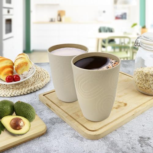 BUSOKIP Wheat Straw Cups 6 Pack 16 Oz Reusable