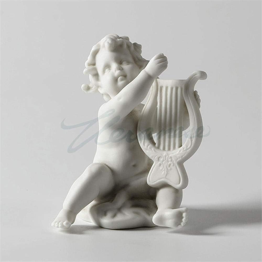 Abstract Baby Art Sculpture Play Banjo Boy Ceramic Statue Decor