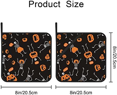 Halloween Skeleton Pumpkin Potholders Set of 2
