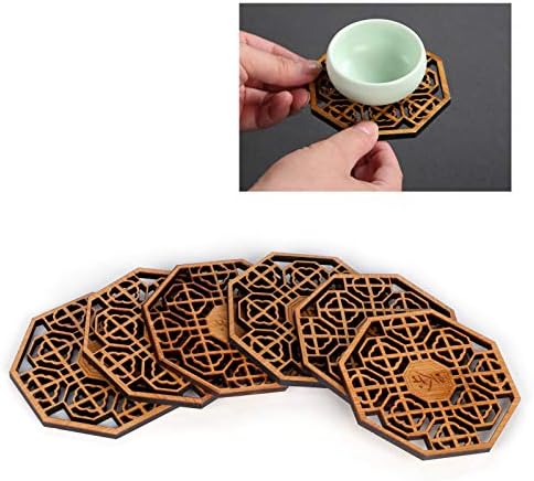 Leftwei Wood Coasters 6PCS Anti Scald Heat Insulation Bar Tools
