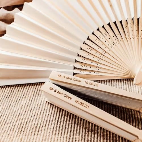 Personalized Wedding Handheld Folding Fans 25Pcs with Bags