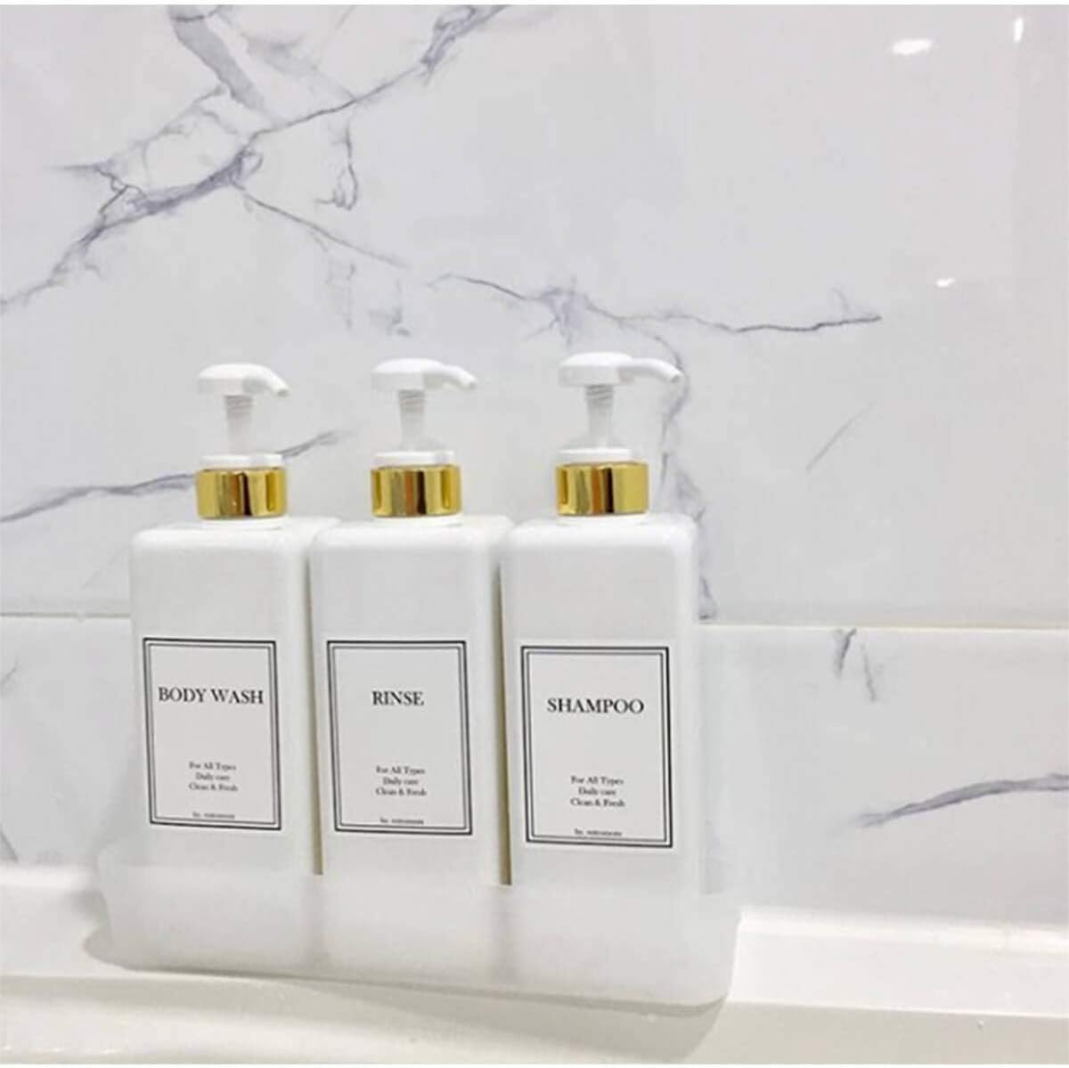 Modern Gold Pump Bottle Set 27 Oz Refillable