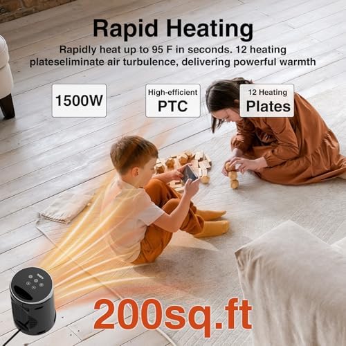 AUBKN 1500W Electric Space Heater with Remote Control and Thermostat