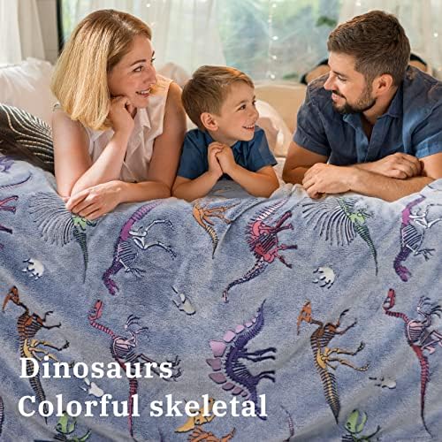 Glow in The Dark Dinosaur Throw Blanket for Kids