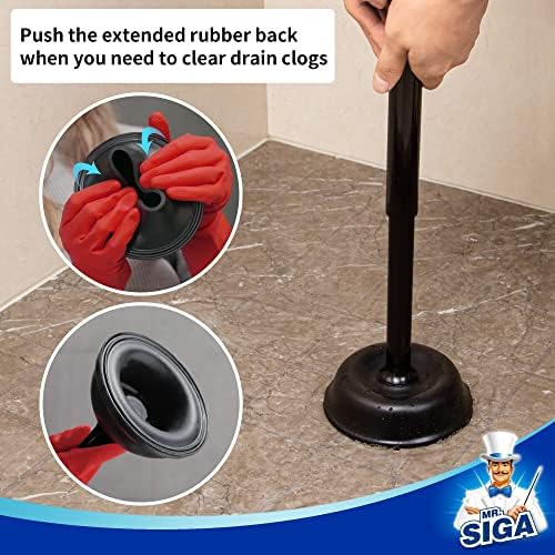MRSIGA Toilet Plunger with Holder Black
