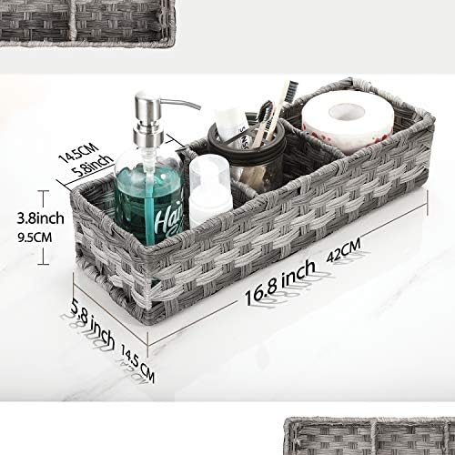 Larger Compartments Toilet Paper Basket with Divider - Rustic Farmhouse Decor