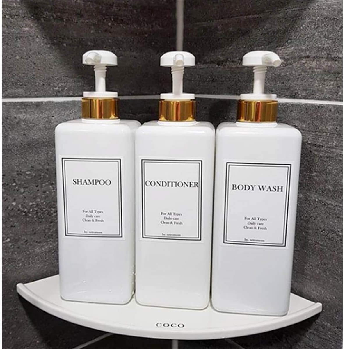 Modern Gold Pump Bottle Set 27 Oz Refillable