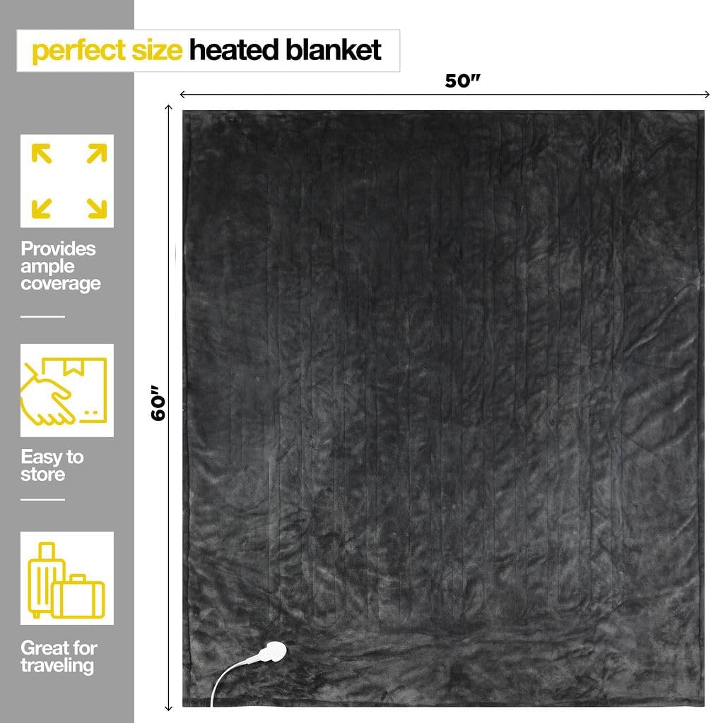 Medical King Heated Blanket Throw with 10 Settings