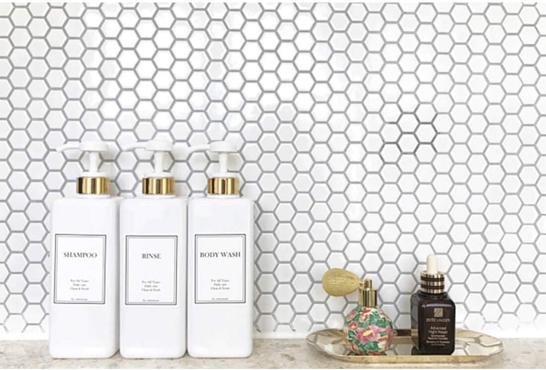 Modern Gold Pump Bottle Set 27 Oz Refillable
