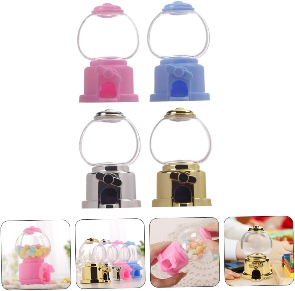 4pcs Manual Gumball Machine Candy Dispenser for Parties and Events