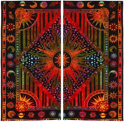 Bless International Golden Tie Dye Window Curtain Panels for Bedroom