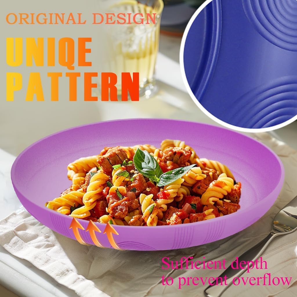 Perlapoc 10 Inch Wheat Straw Plates Set 4 pcs Flower