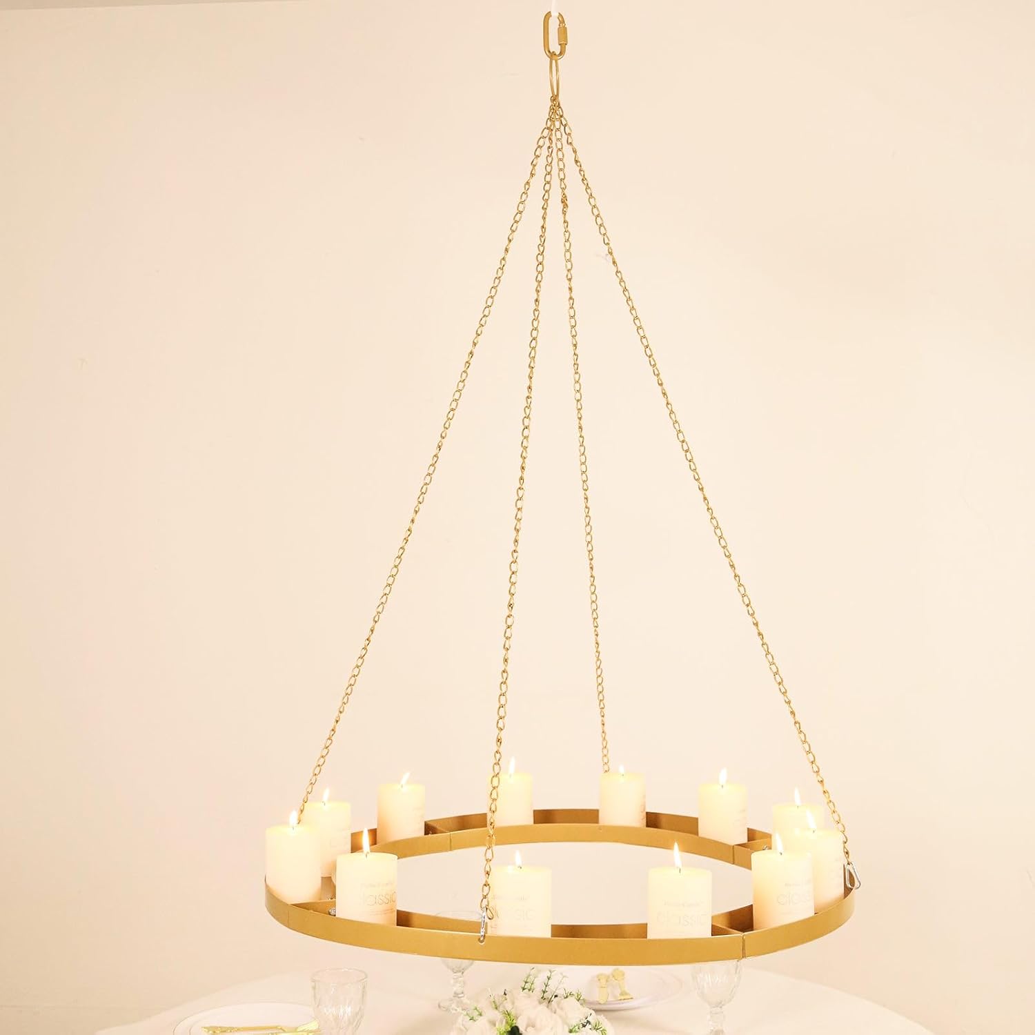 Efavormart Gold Hanging Floral Chandelier Frame - 32 Round