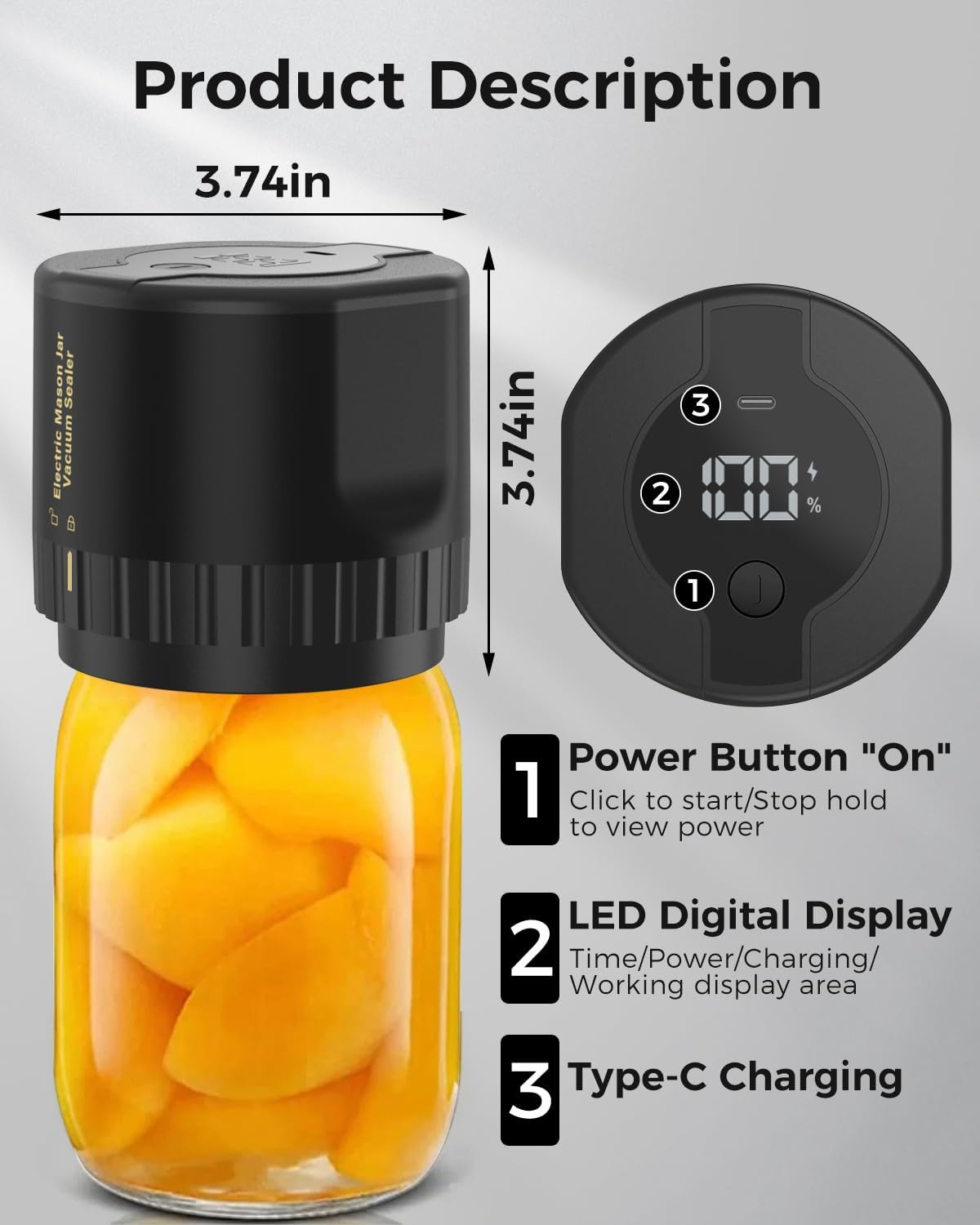 Fodmor Electric Mason Jar Vacuum Sealer Kit