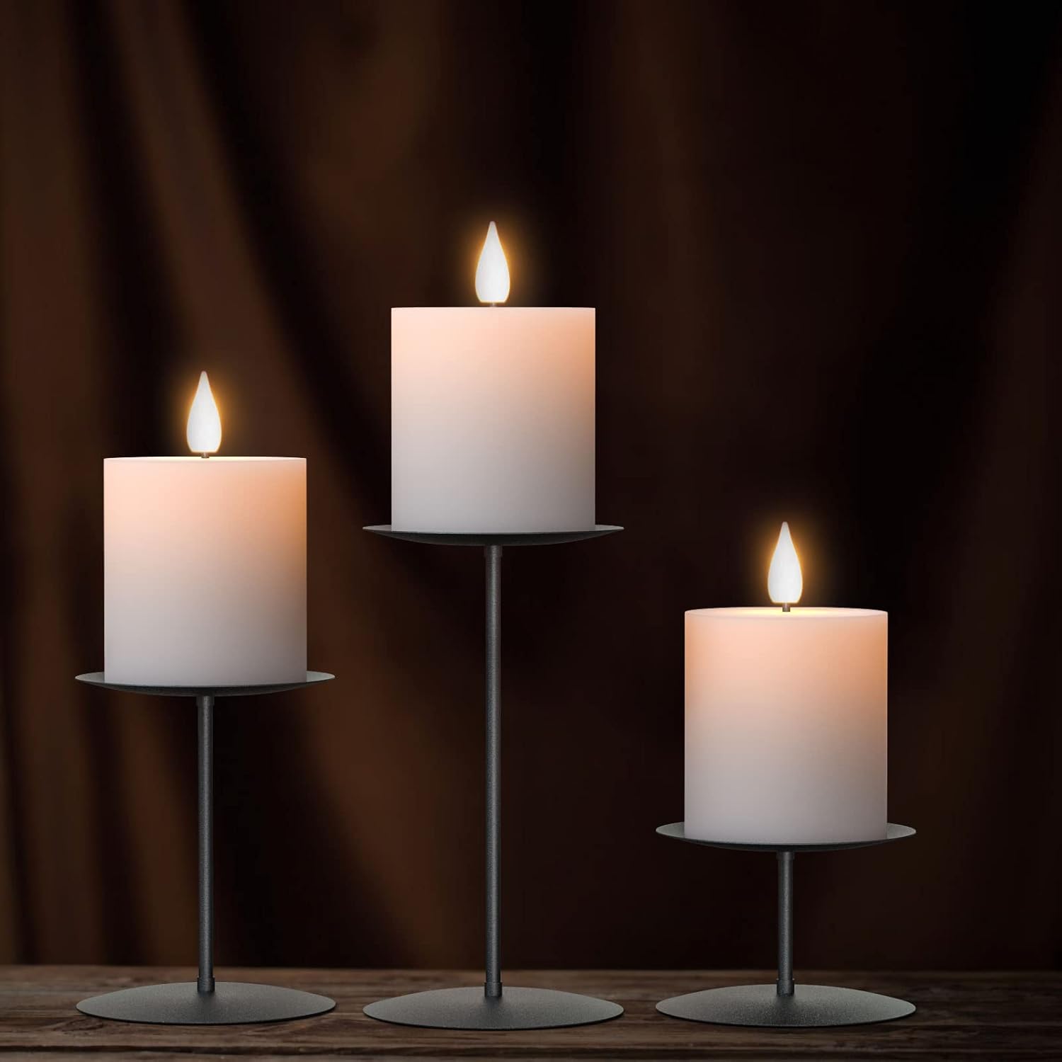 Smtyle Halloween Black Candle Holder Set of 3