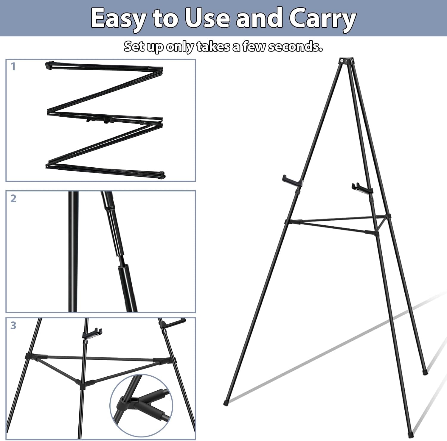 Black Easel Stand with Support Rods for Display