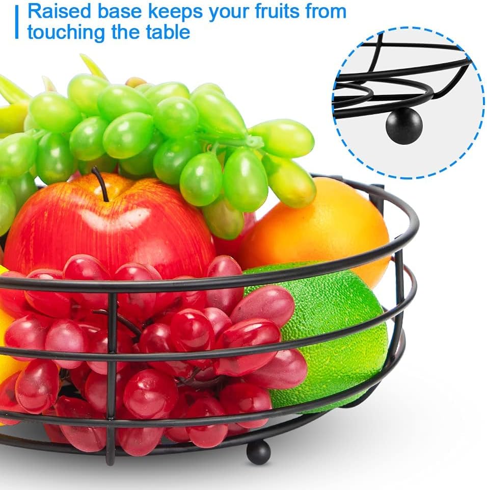 Bextsrack 2-Tier Fruit Basket with Banana Hanger Black