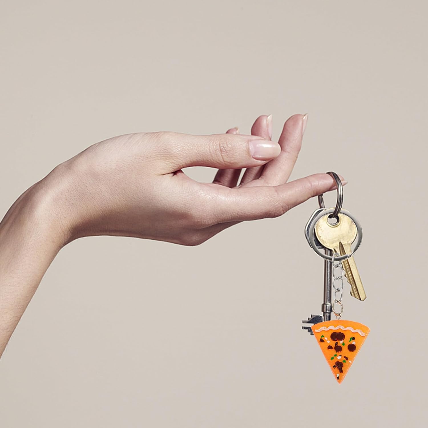 12 Pcs Pizza Keychains Realistic Resin Keyrings