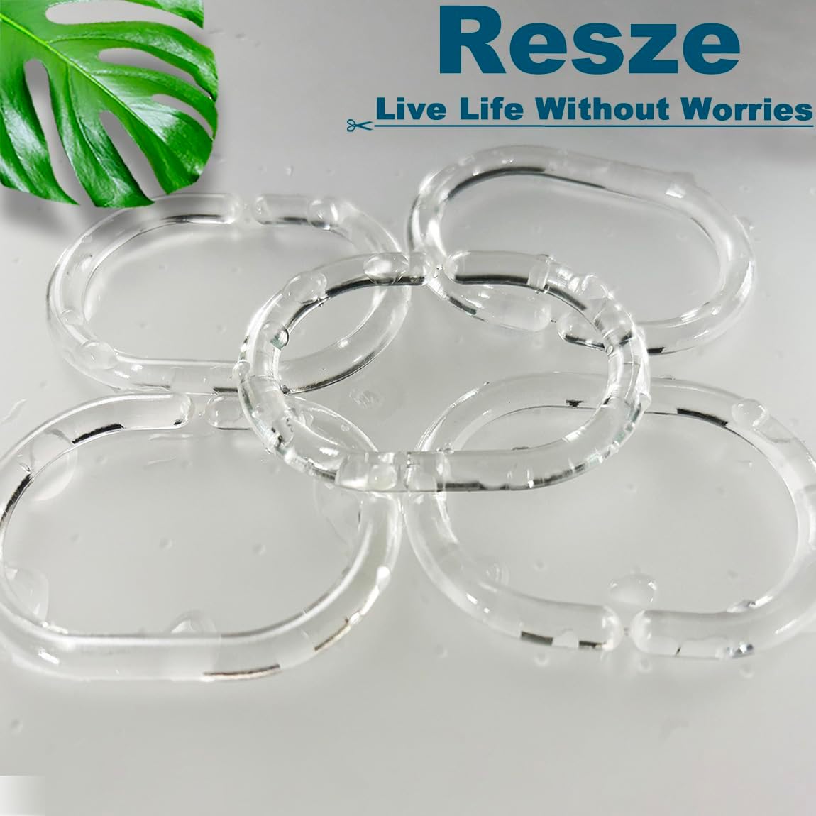 24 PCS Clear Plastic Shower Curtain Rings Hooks Hangers Rod Mount