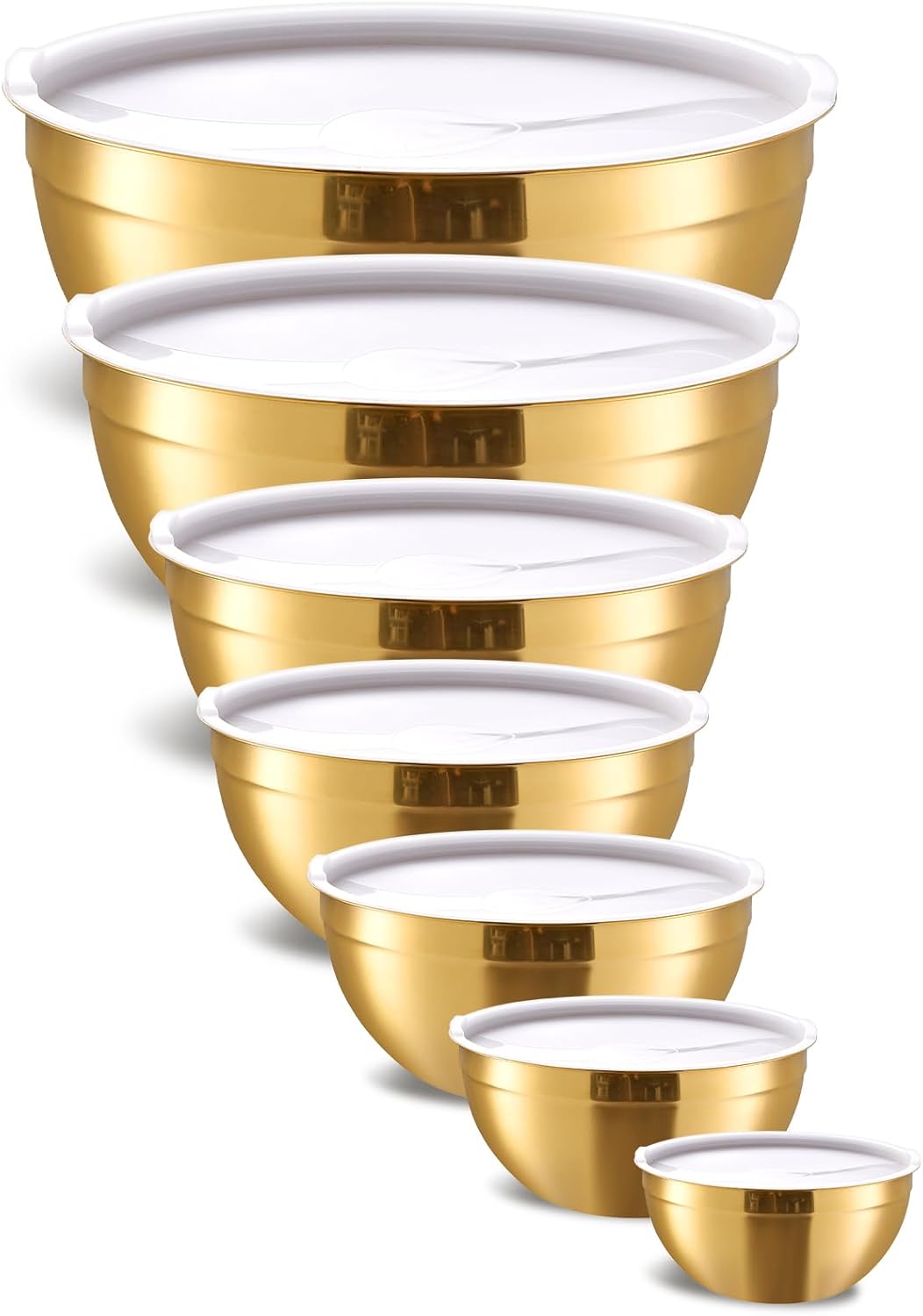 Gold Mixing Bowls With Airtight Lids 7 Piece Set