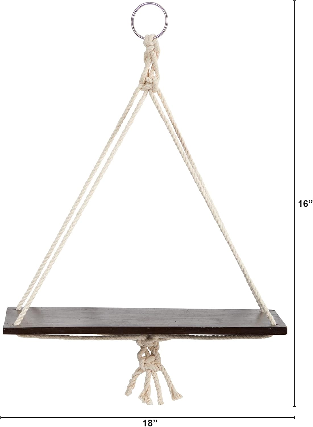 Nearly Natural 18x16 Inch Handcrafted Macrame Wall Hanging with Wooden Shelf
