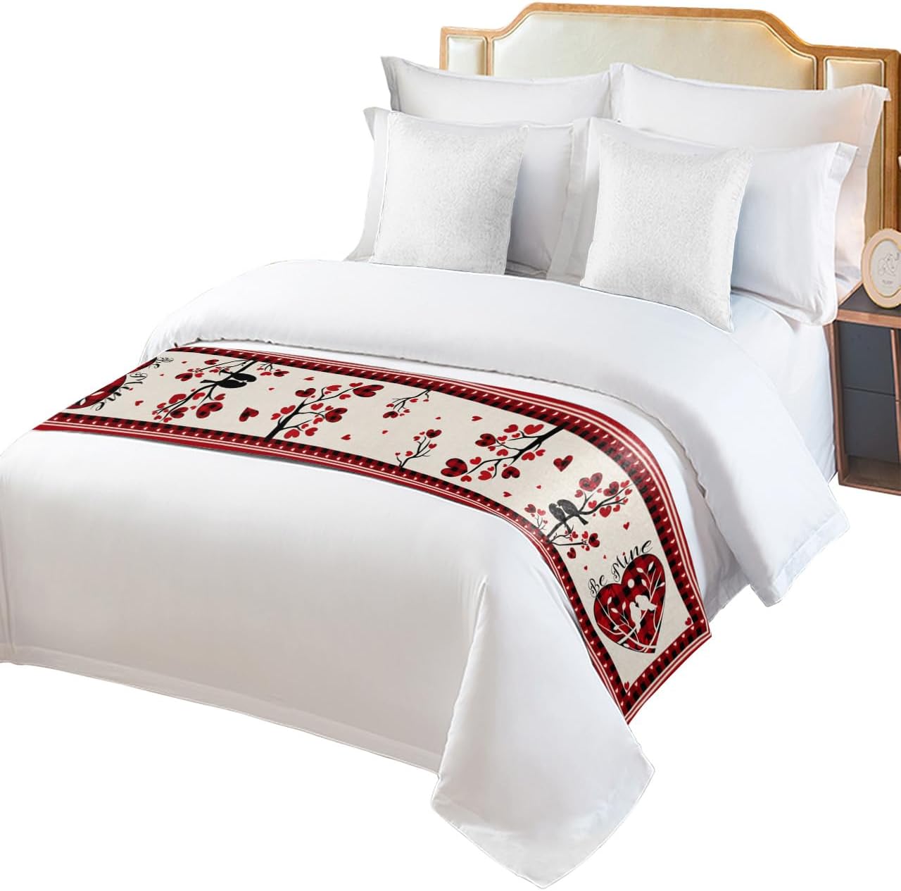 Valentines Love Heart Bed Runner for Twin Size Bed