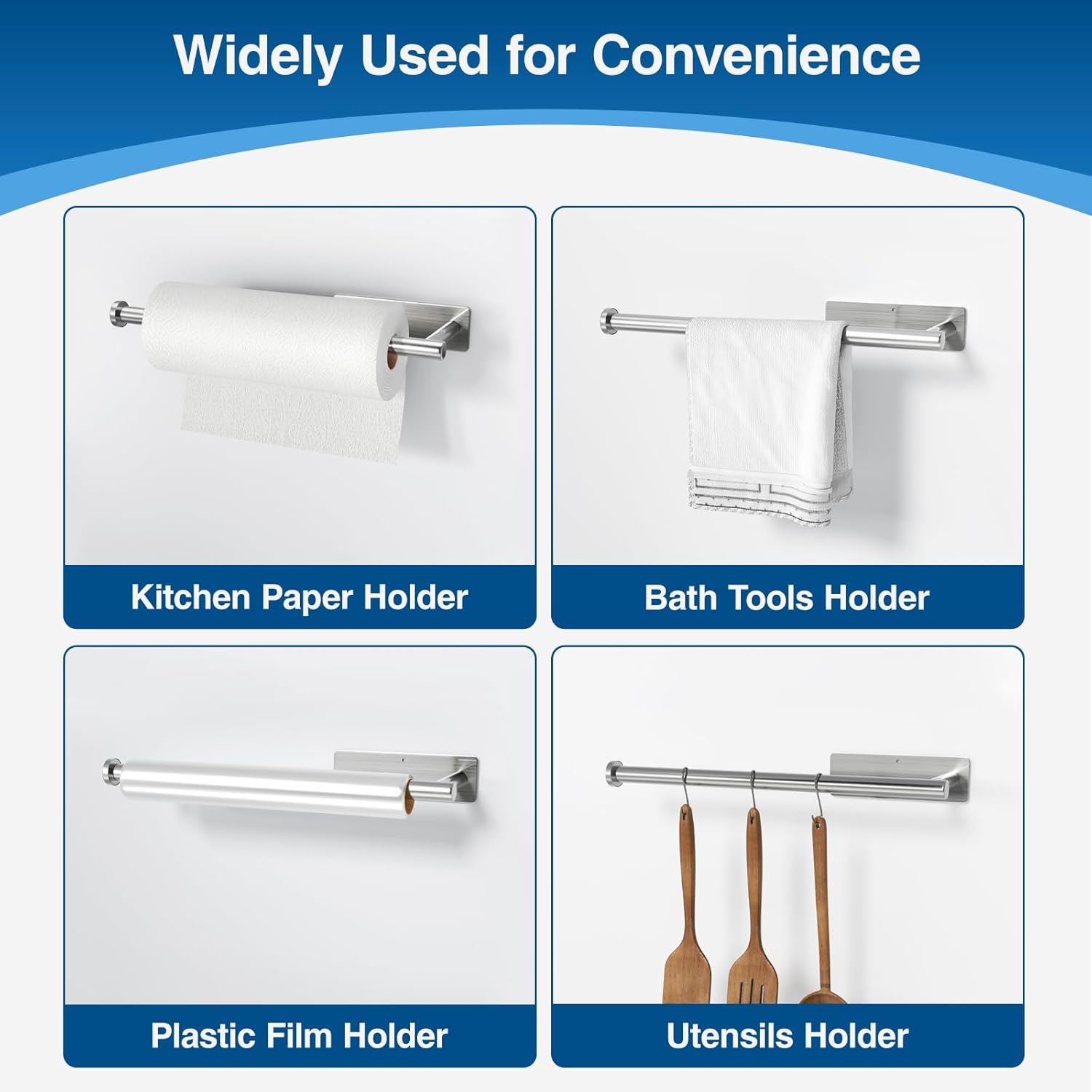 Paper Towel Holder 2 Pack Brushed Nickel Stainless Steel