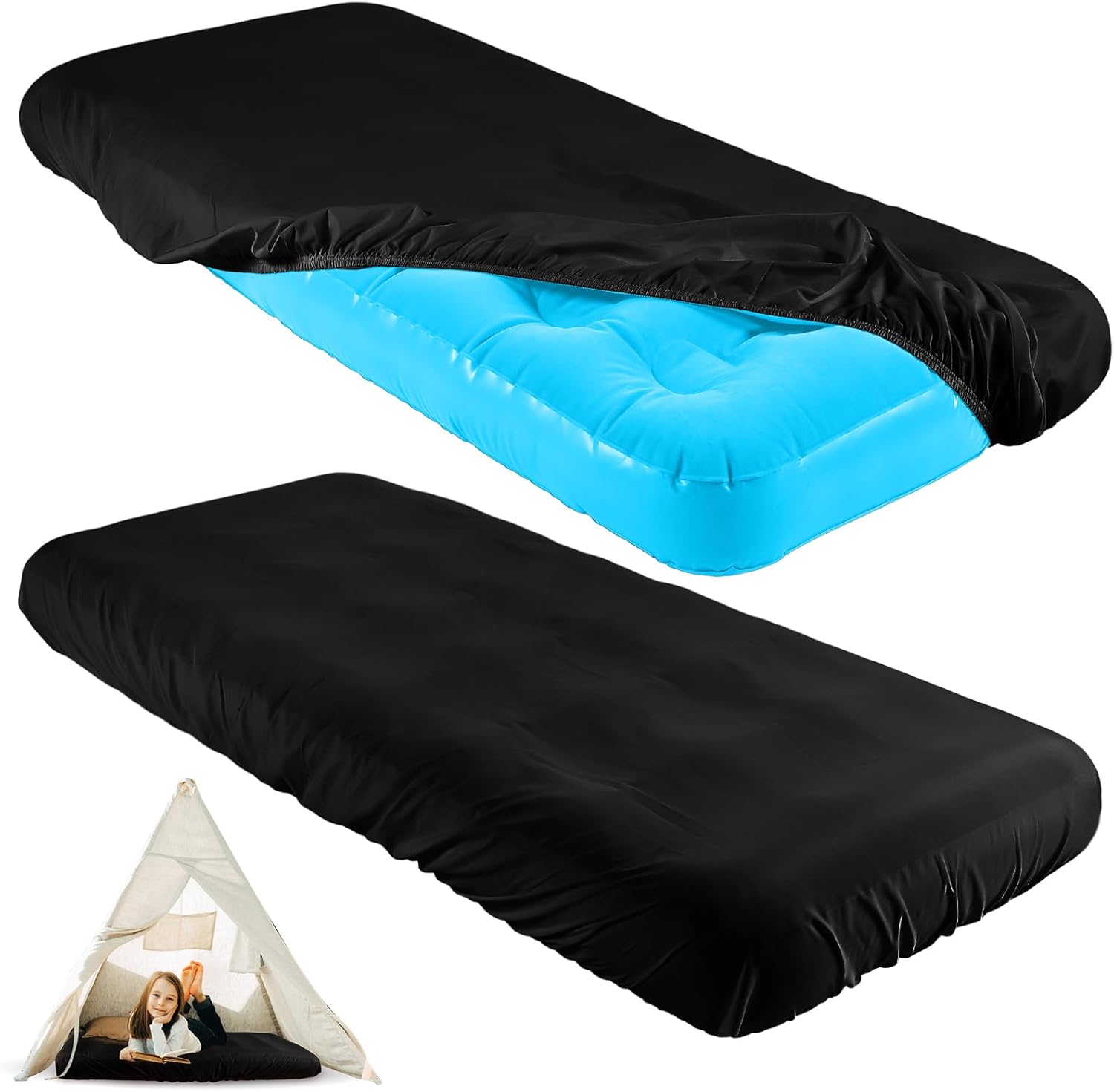 Breling Kids Air Mattress Fitted Sheets 2 Pcs Black