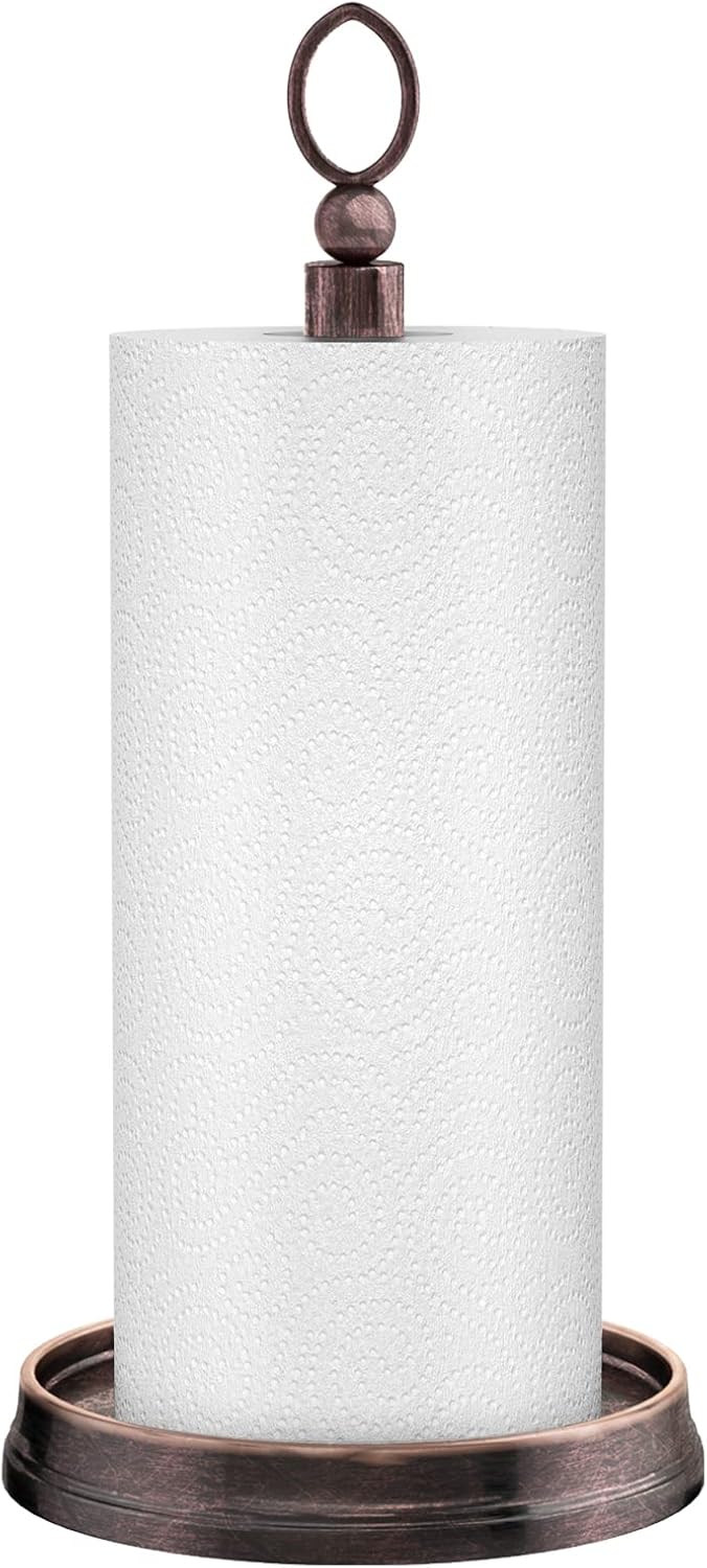 Stylish Paper Towel Holder with Weighted Base Black Oil Rubbed Bronze
