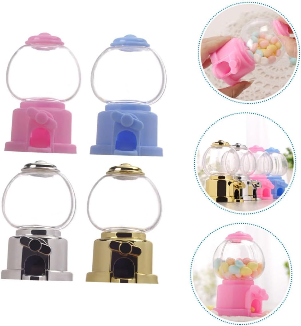 PRETYZOOM 4pcs Manual Gumball Machine Candy Dispenser Pink