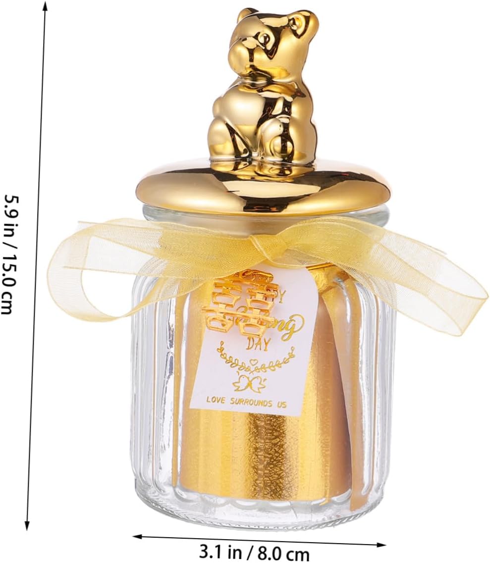 1Pc Elegant Glass Candy Box with Gold Plated Lid