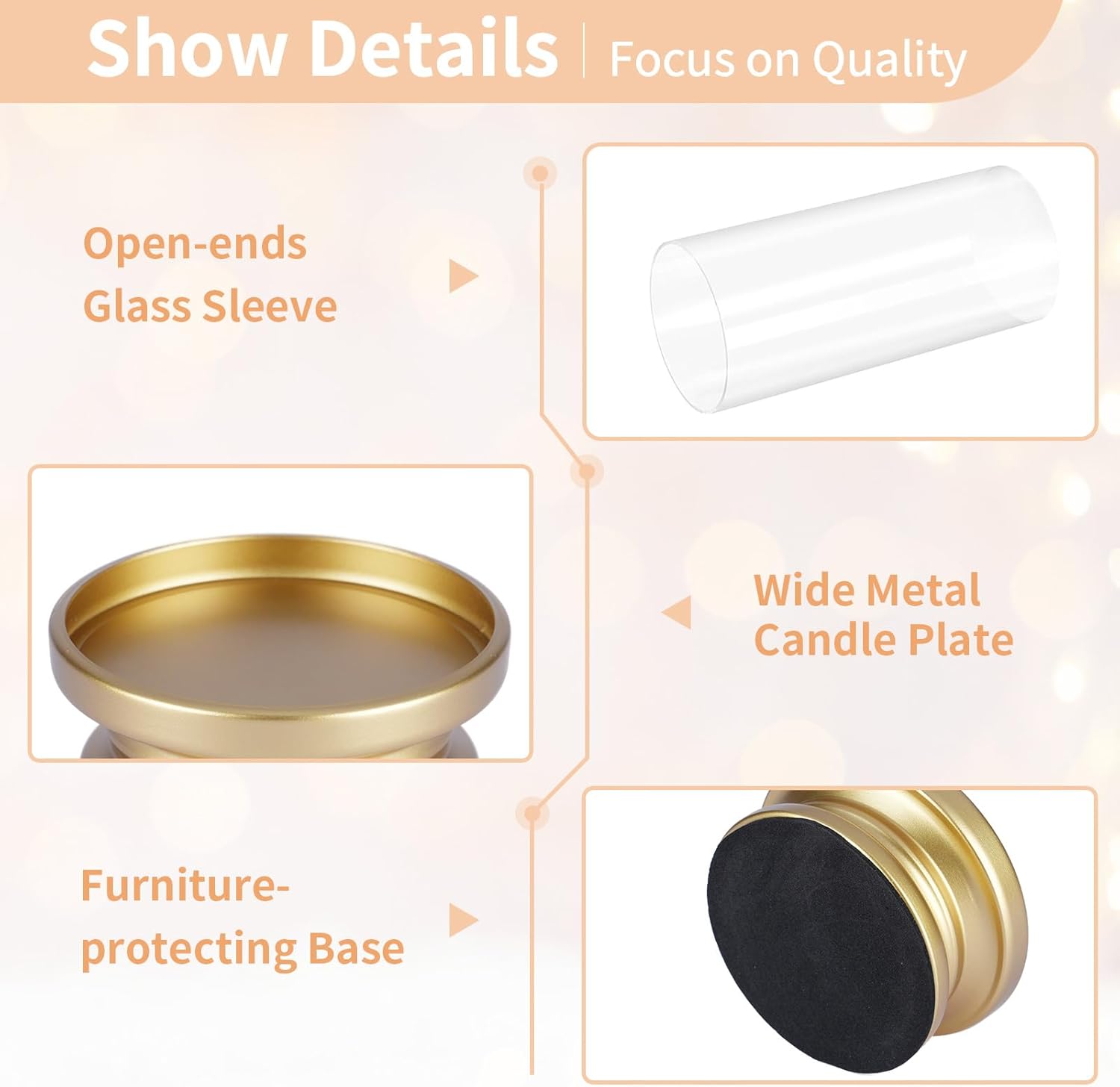 NUPTIO Hurricane Candle Holder Set of 2 Gold