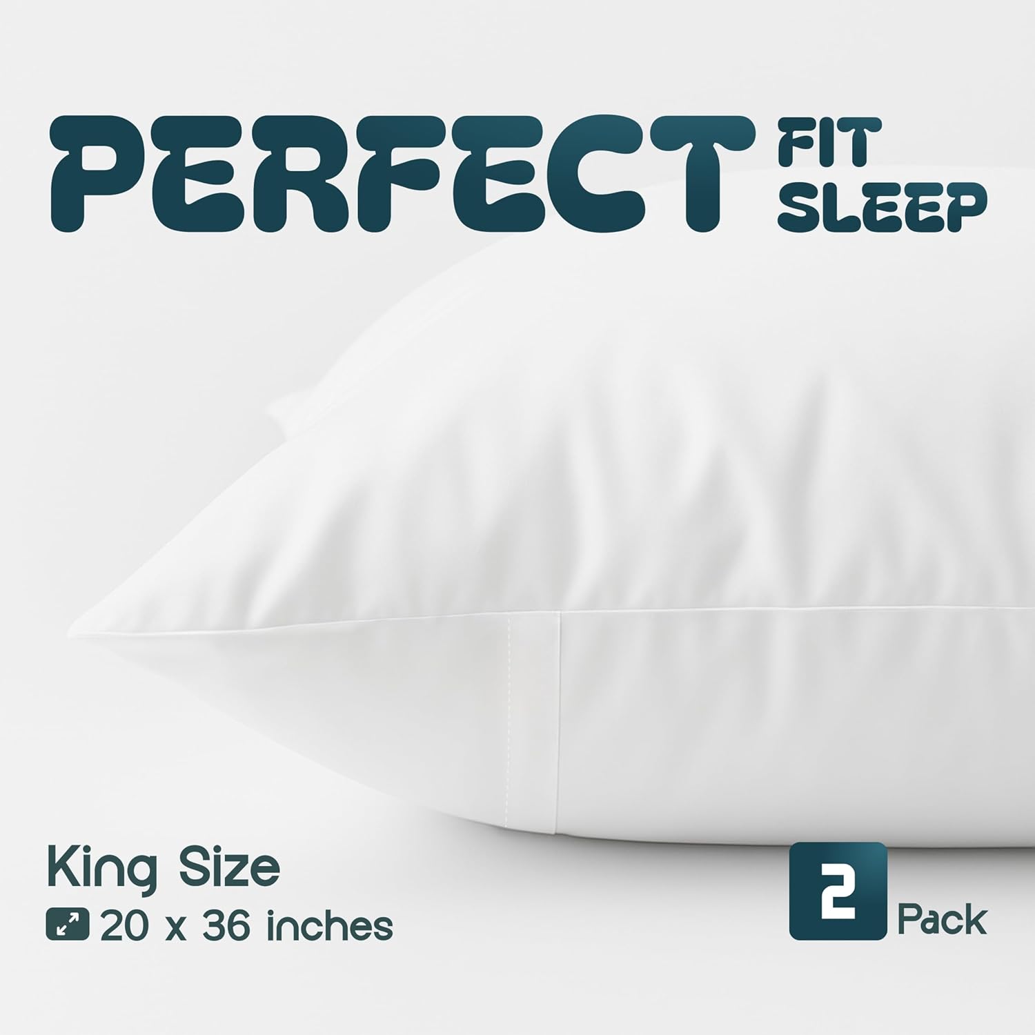White Classic King Pillow Covers with Zipper 2 Pack