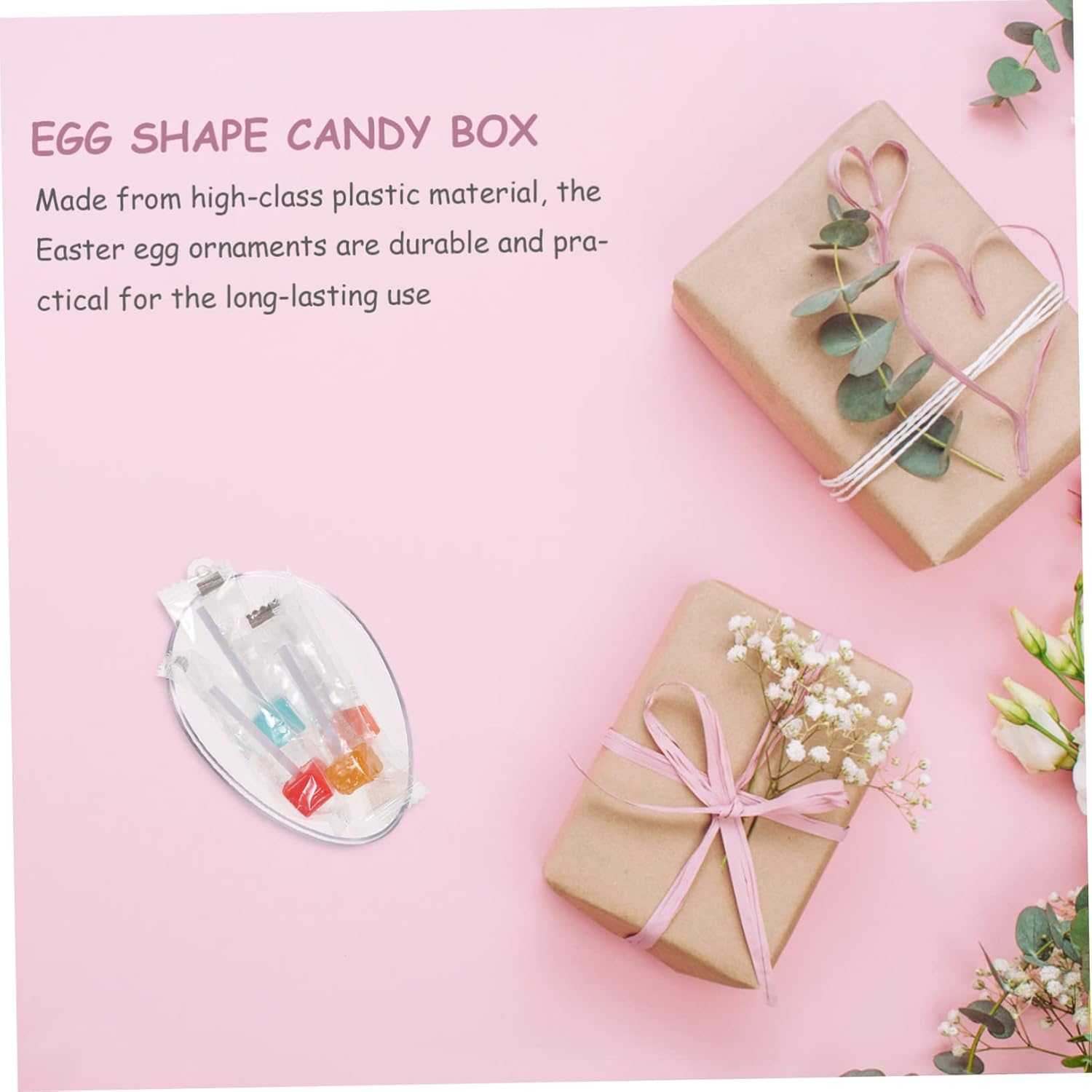 PRETYZOOM 6pcs Clear Egg Shaped Candy Holder for Easter Party Favors