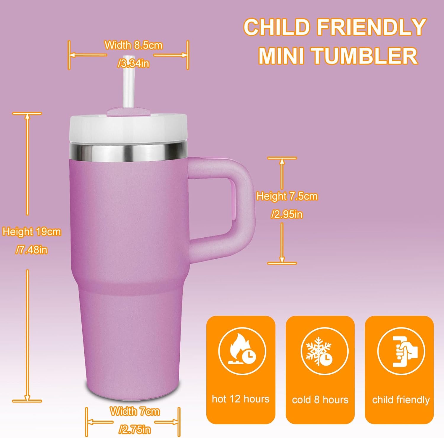 14 oz Kids Tumbler with Lid and Straw