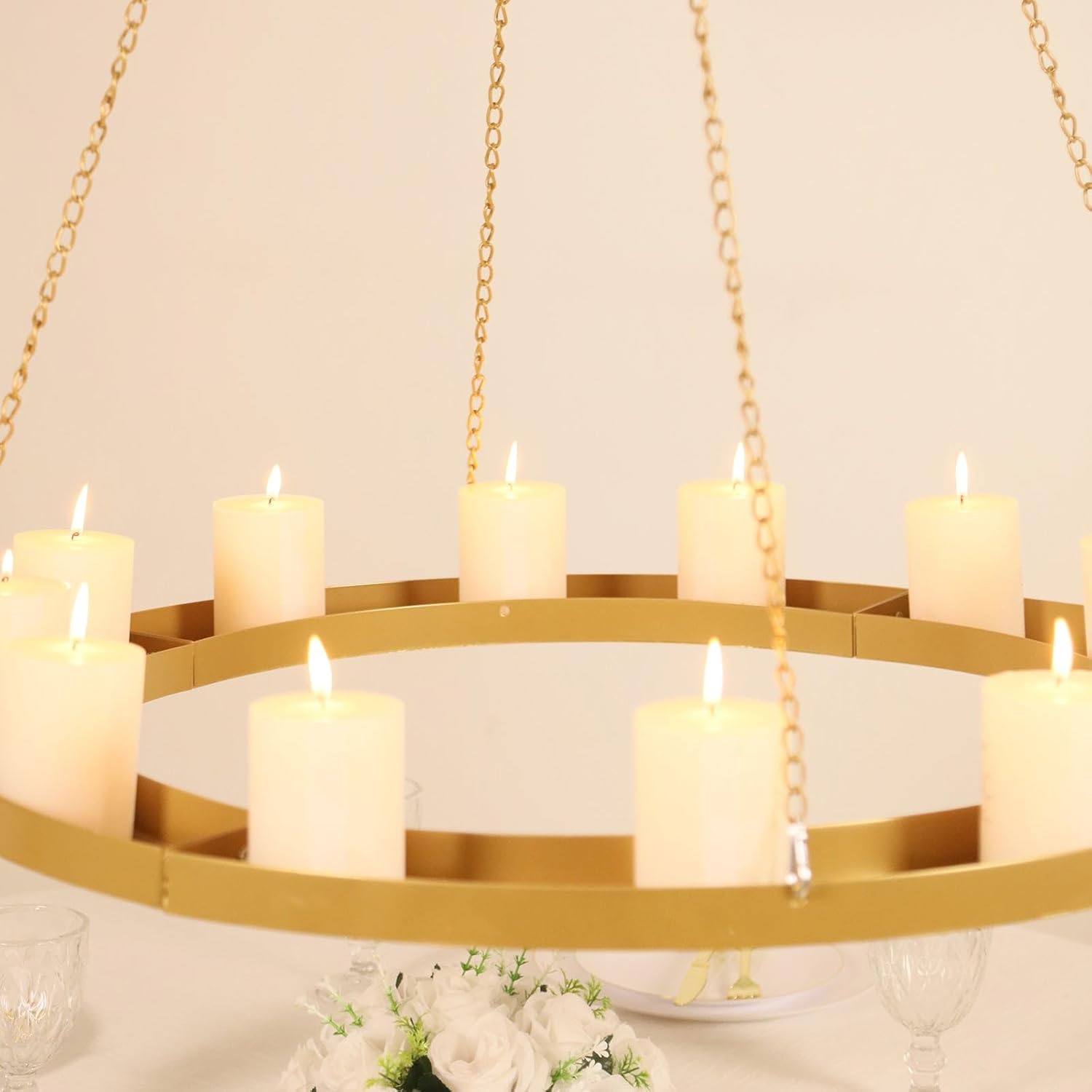 Efavormart Gold Hanging Floral Chandelier Frame - 32 Round