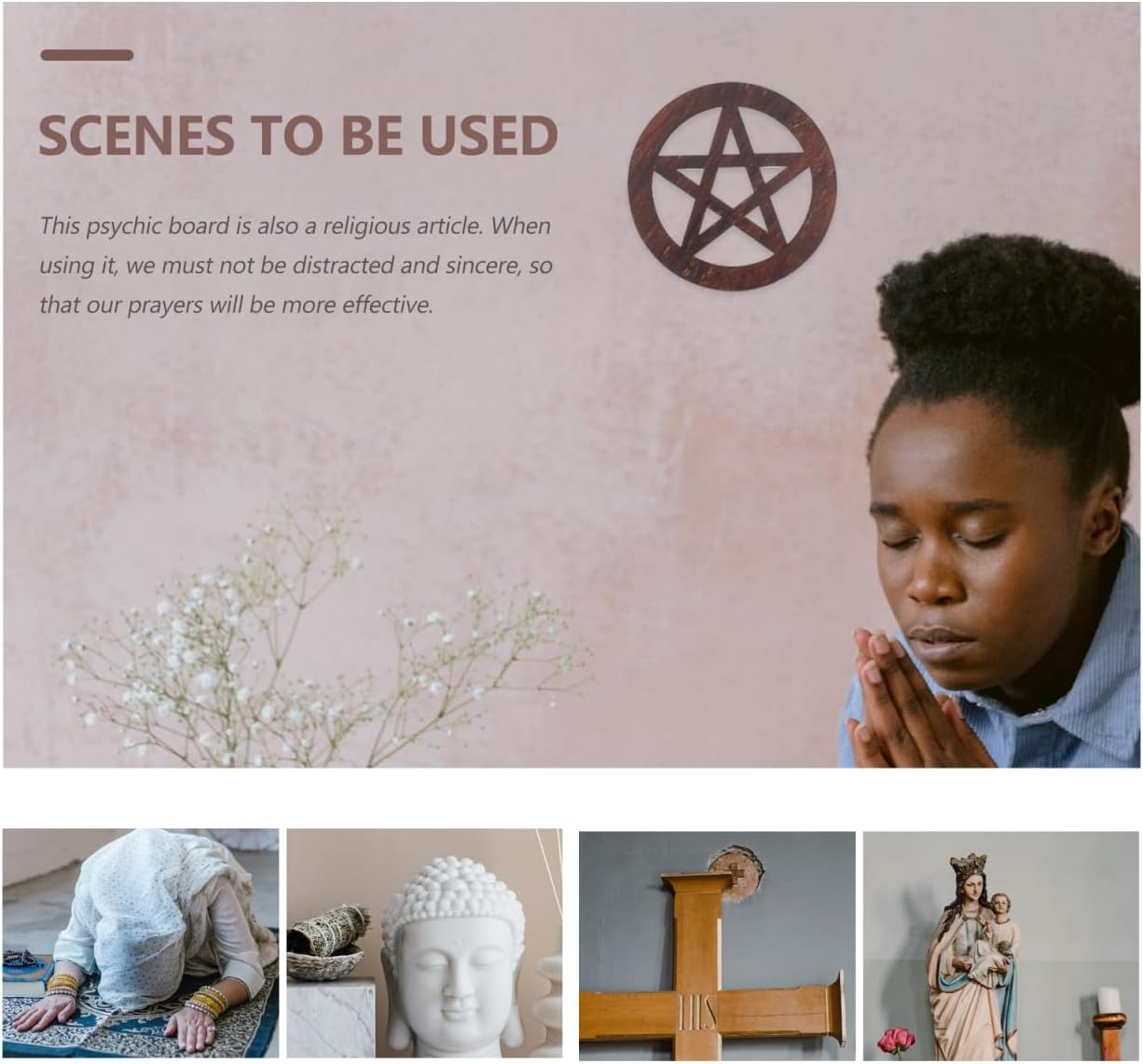 VOSAREA Pentagram Wooden Mat Wall Sign