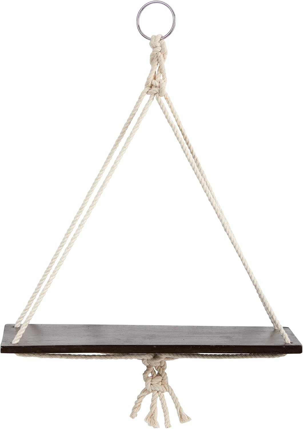 Nearly Natural 18x16 Inch Handcrafted Macrame Wall Hanging with Wooden Shelf