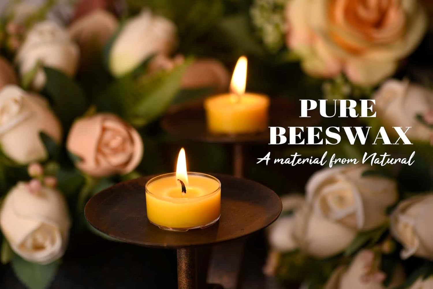 Natural Yellow Beeswax Tea Light Candles 12pcs Organic Scented Clean Burning