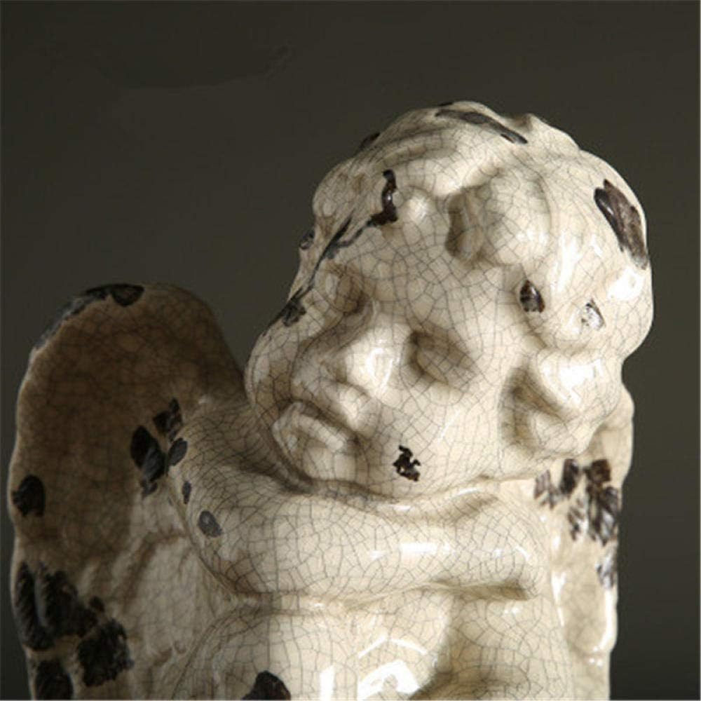 Handmade Ceramic Angel Statue with Wing Baby Boy Decor
